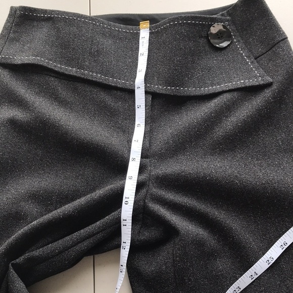 Melanie Lyne dark gray wide leg high rise pants asymmetrical band sz 4 - Picture 7 of 10
